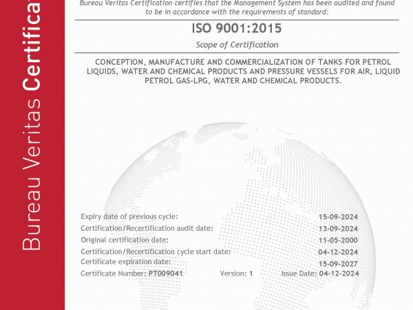 Certificate PT009041 H&H 9001 2024 EN